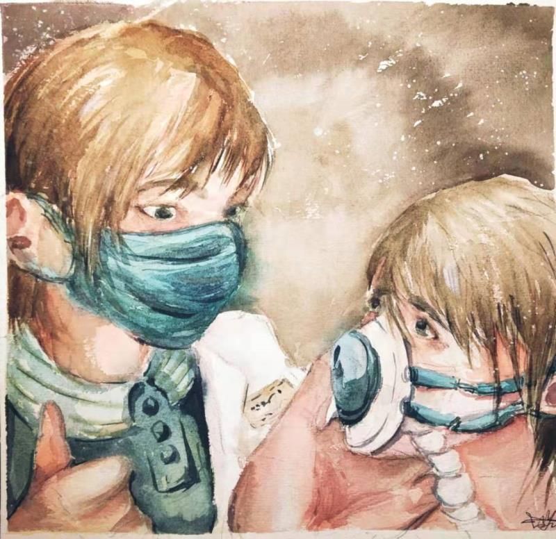 13，少儿组，《孩子，不怕》 赵天彩（成都石室双楠实验学校）.jpg