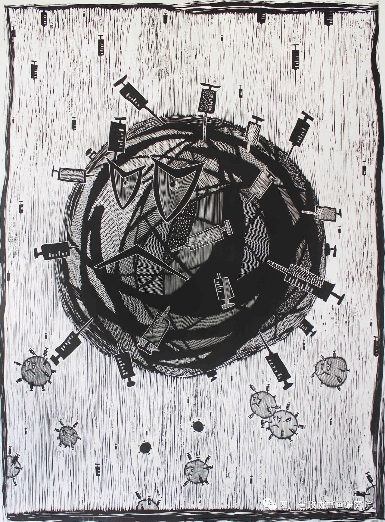 5，专业组，《一“点”不留》（木刻凸版，尺寸120cmx90cm）刘童成（四川民族学院）.jpg