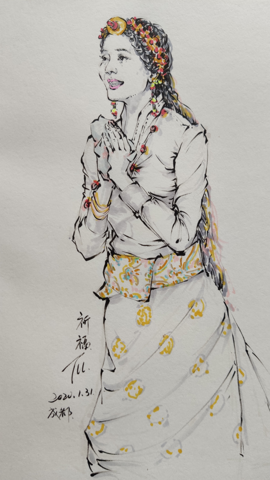 03，《祈福》速写（10cm x 20 c m）涂啦啦（成都艺术职业大学设计与传媒学院教师_meitu_5.jpg
