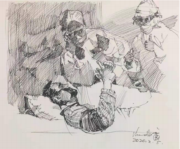 2，雷世平 《抗击疫情》 钢笔画.png
