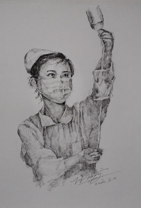 21，张伟《天使》钢笔画.png
