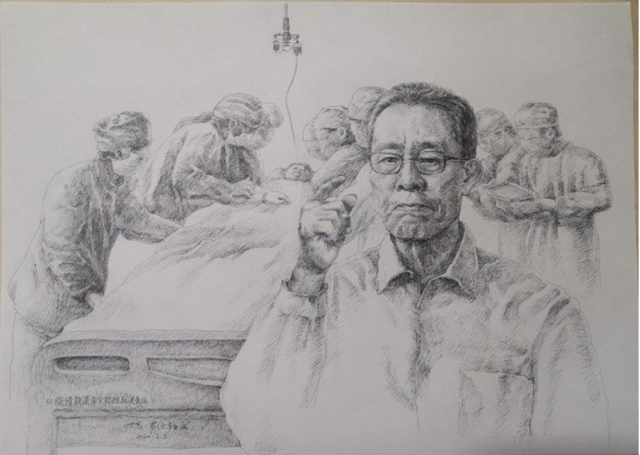 18，罗仕福《疫情就是命令，防控就是责任》钢笔画.png